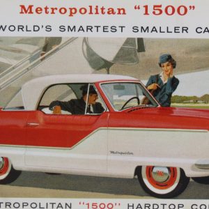 AMC color Metropolitan postcard (red/white hardtop) - 1960